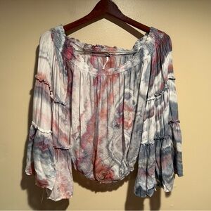 Free People Multicolor Tie-Dye Off-Shoulder Blouse